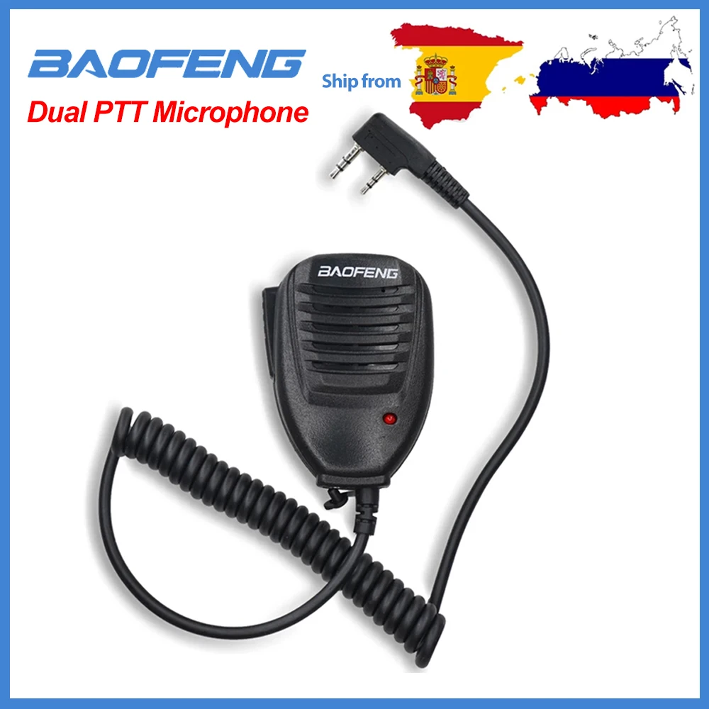 

Baofeng Walkei Talkie микрофон, микрофон, двойной PTT для портативного двухстороннего радио UV5R UV82