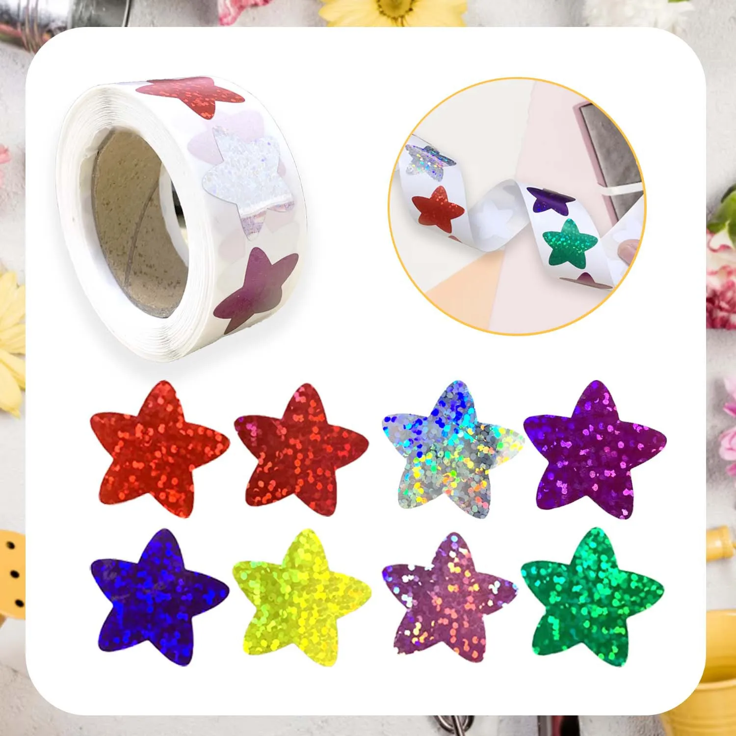 Colorful Holographic Star Stickers for Kids – Reward & Crafting Classroom Supplies for Teachers
