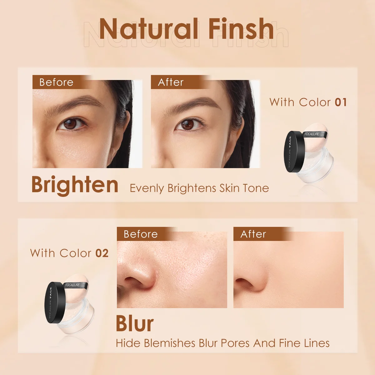 FOCALLURE Face Powder Waterproof Long-lasting 9 Colors Oil-control Matte Translucent Makeup Setting Powder Women Cosmetics setting powder