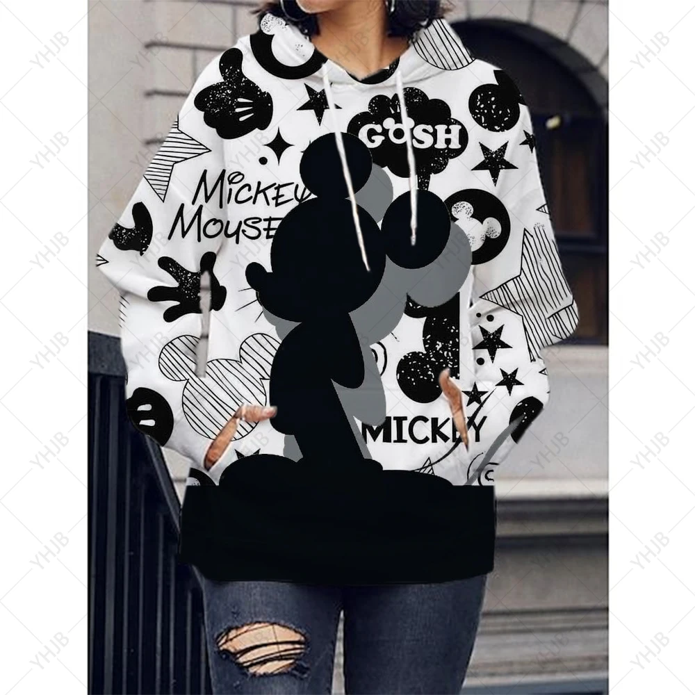 

Disney Minnie Mickey Mouse Print Woman Hoodie Sweatshirts Kawaii Clothes Anime Hoodie Hip Hop Long Sleeve Loose Gothic Punk