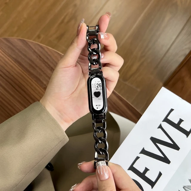 세련되고 편안한 샤오미 미 밴드를 위한 메탈 데님 체인 팔찌