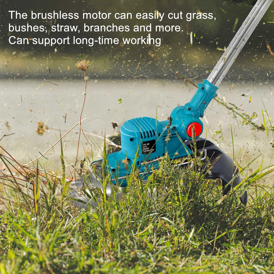 Cordless Lawn Mower Brushless Motor Electric Grass Trimmer Adjustable Length Angle Telescopic Pruning Garden Tools Wire Wheel 3