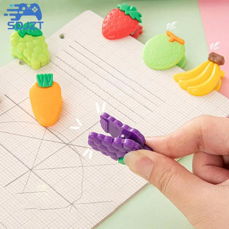 

5 шт. Симпатичные Пластиковые Двухсторонние зажимы для записей с фруктами, ручной зажим для тестирования записей, школьные и офисные принадлежности, канцелярские принадлежности для студентов