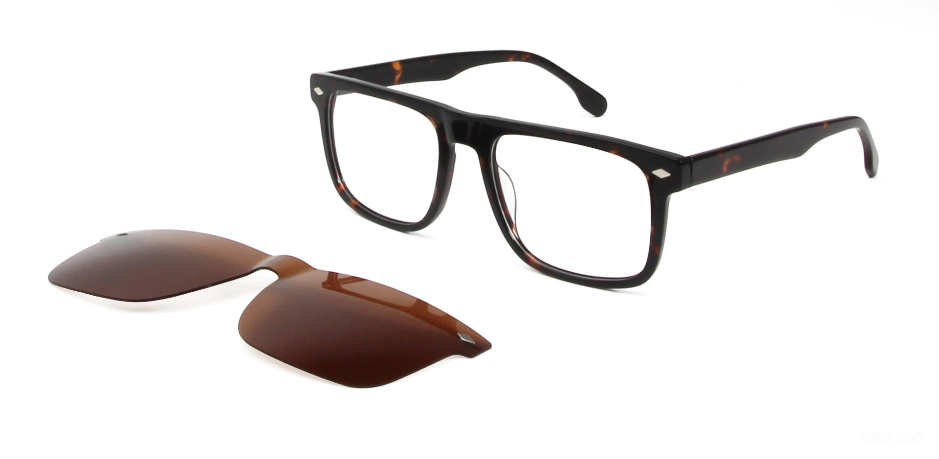 Übergroße rechteckige Vintage-Sonnenbrille, polarisiert, für Damen und Herren, magnetische Brille, zum Anklipsen, Markendesign, optischer Myopie-Brillenrahmen – Detail 21