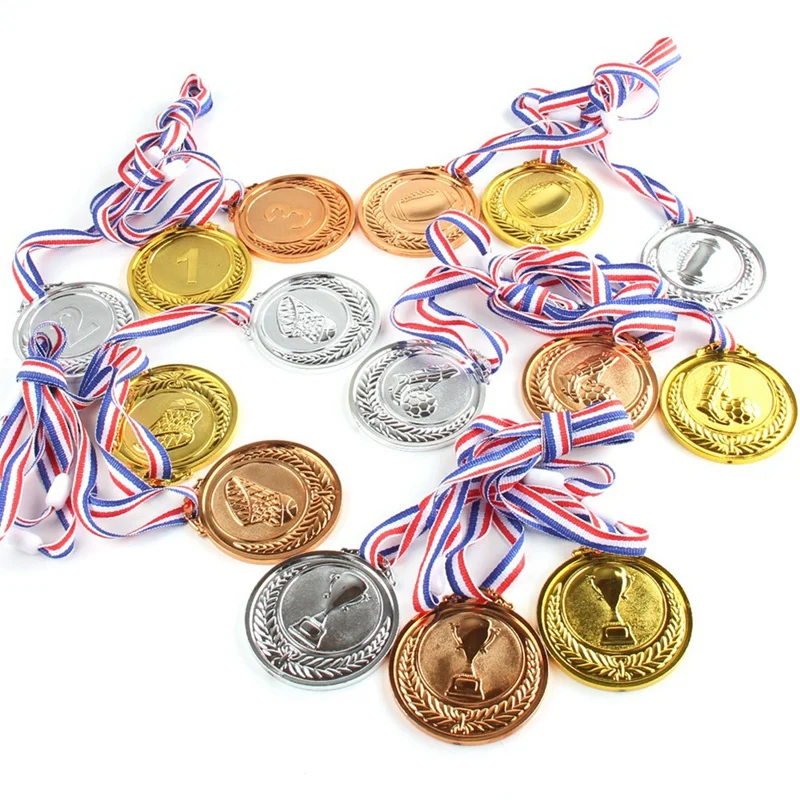 LICG-3 Medals, Gold, Silver, Bronze, Winners Medal With Ribbon 1St 2Nd 3Rd Children Metal Medal, Style Winners Medal