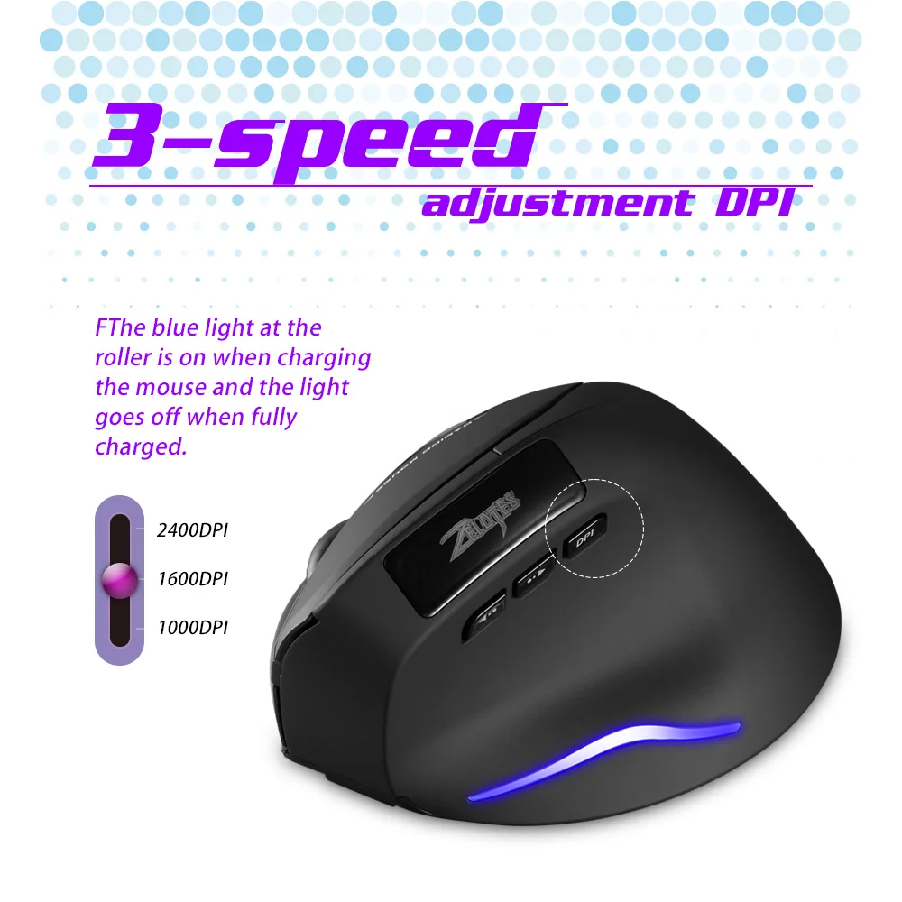 Mouse Souris verticale sans fil Rechargeable 2400 DPI Portable en