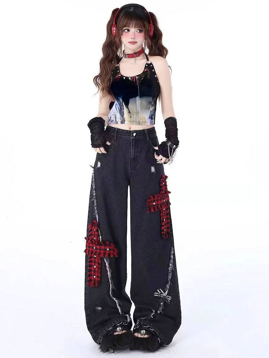 パンツ 2000's archive grunge buggy pants y2k Grunge Pants Y2K Baggy Jeans Fairycore Harajuku Star