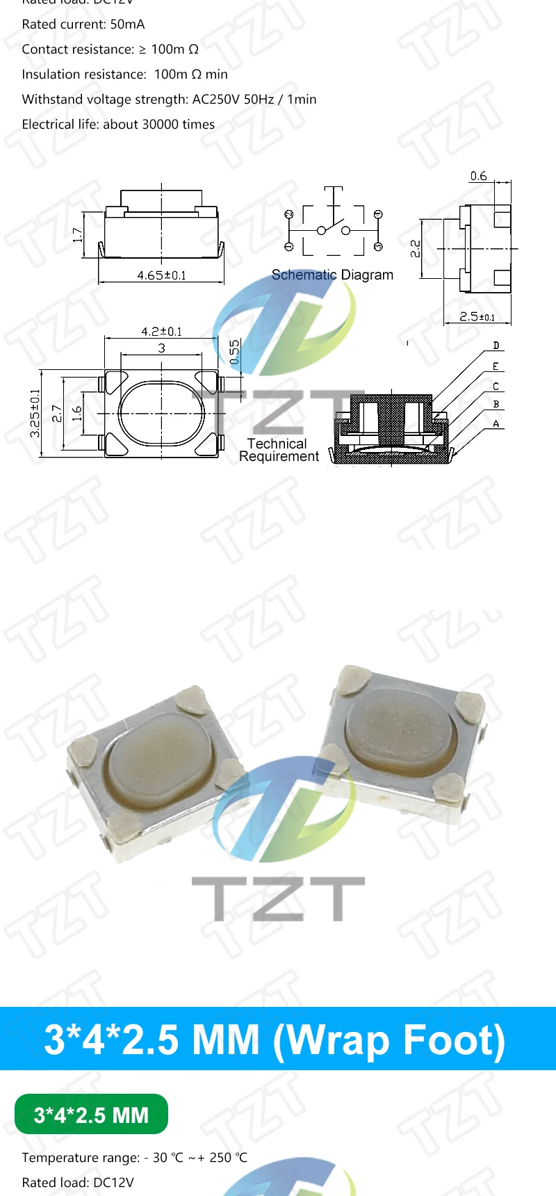10PCS 3*6 3*4 4*4 SMD Tactile Tact Push Button Schalter 2Pin 4Pin Touch Micro Schalter 3x4x2 3x6x4,3 3x6x2,5 3x6x5 4x4x1,5 4*4*2,5 – Detail 3