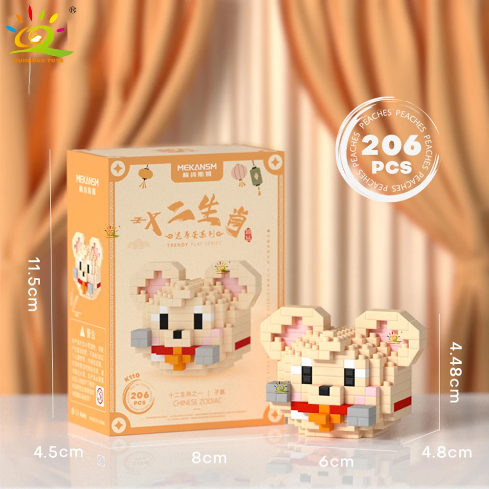 thumbnail image 1 of HUIQIBAO Mini lindo animal Micro bloques de construcción 3D diamante abeja gato panda modelo ladrillos DIY ciudad construcción juguetes para niños, 1 of 5