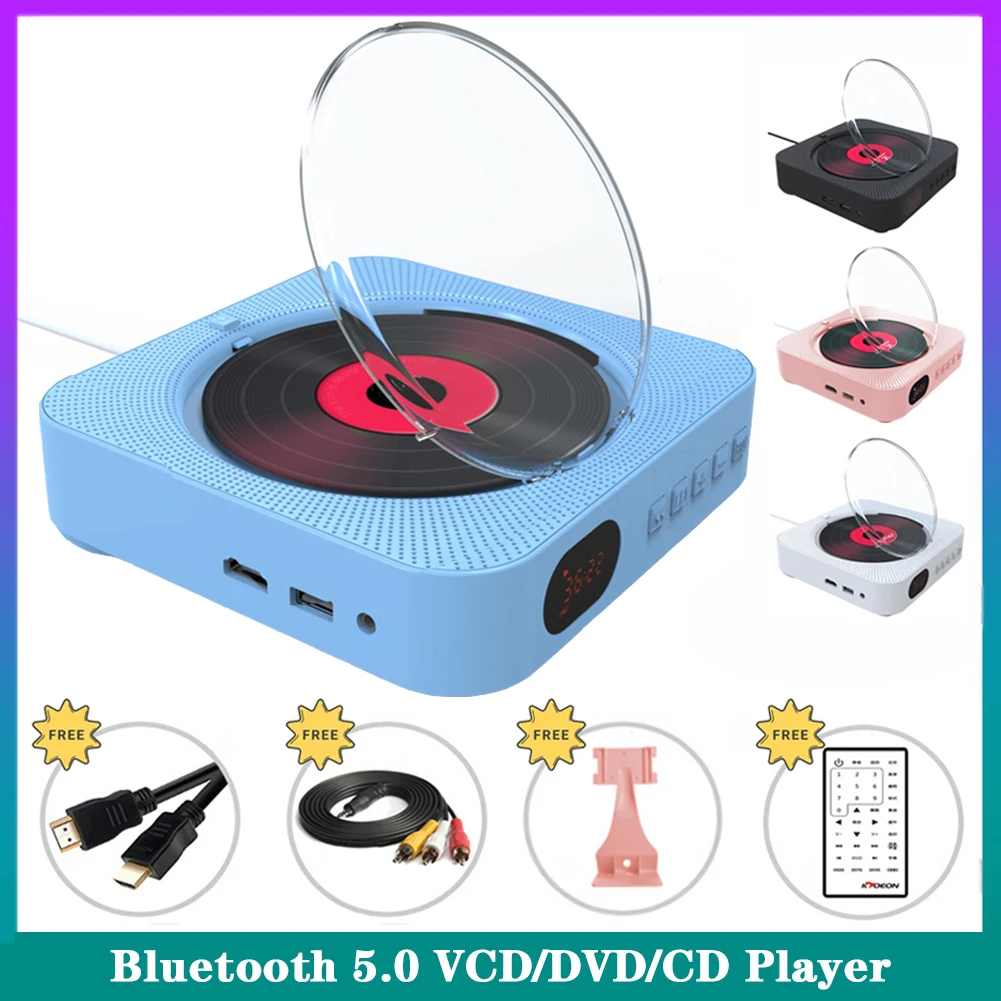 

VCD CD DVD Player Multifunctional Audio Music Player Bluetooth Speaker FM Radio Wall Mounted 3.5mm AUX Jack With Remote Control