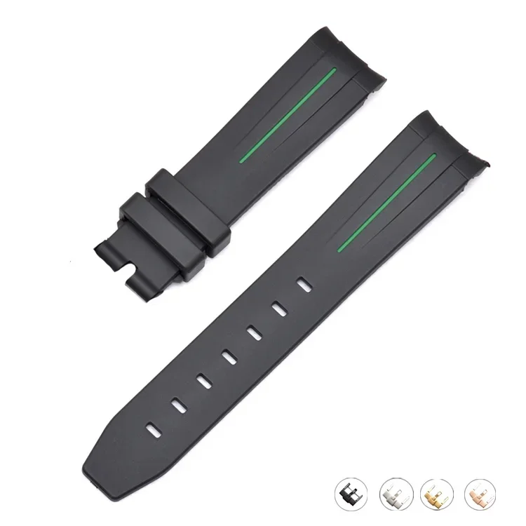 Silicone Diving Sport Watch Band – Waterproof Curved End Rubber Strap