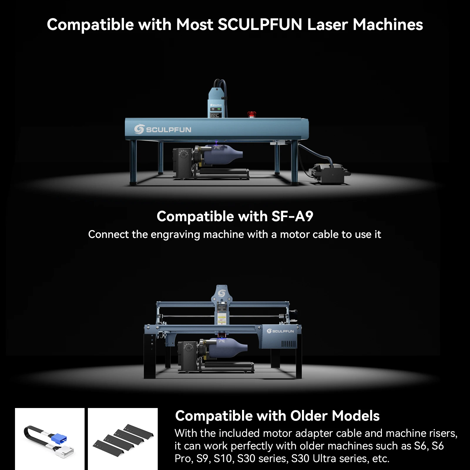 SCULPFUN RA Pro Max Roller 4-in-1-Lasergravierer Y-Achsen-Rotationsmodul für zylindrische Objekte – Detail 10