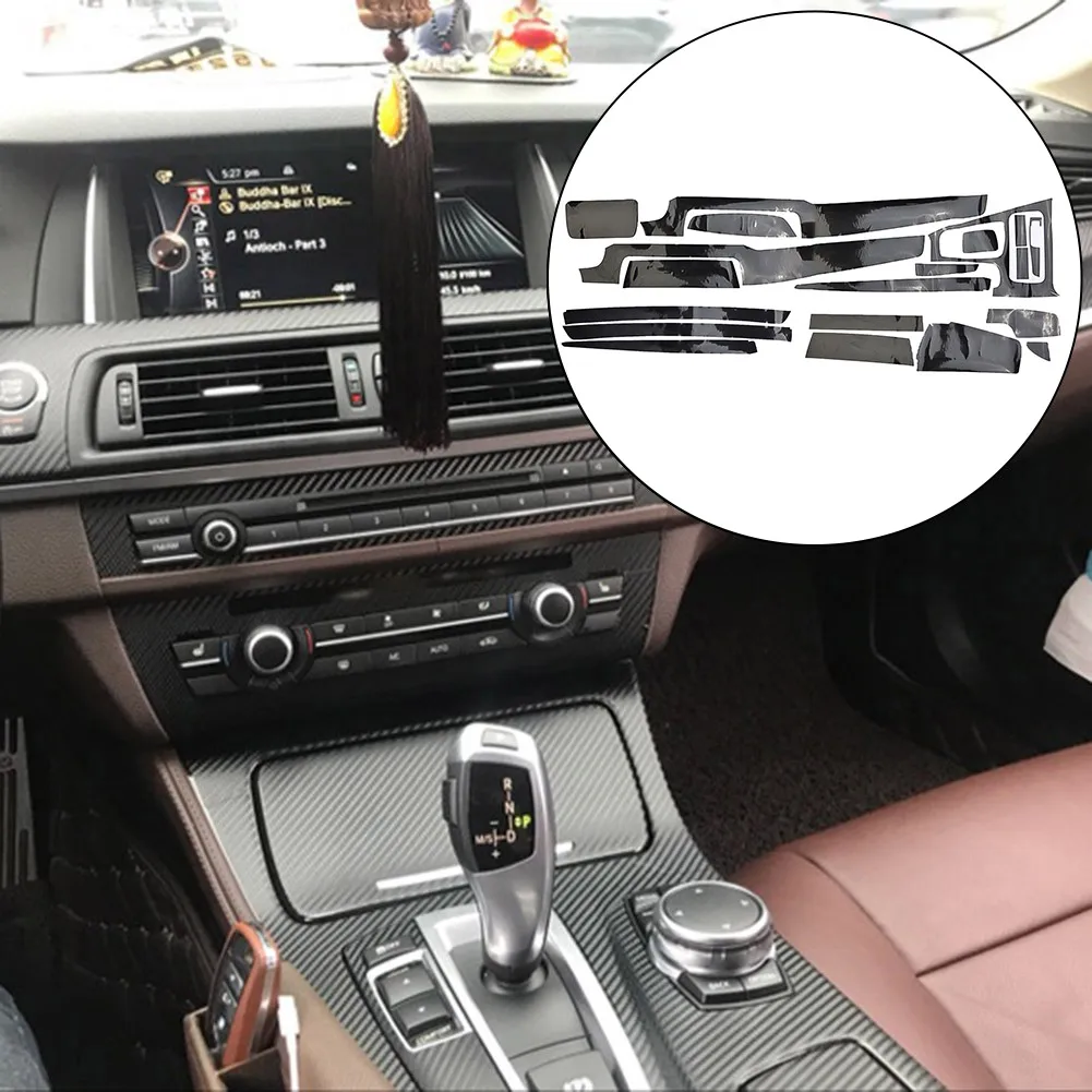 

Автомобильная наклейка для интерьера, глянцевая 5D черная отделка из углеродного волокна, винил для BMW 528Li F10 F18 11-17, не легко взломать и выцветать