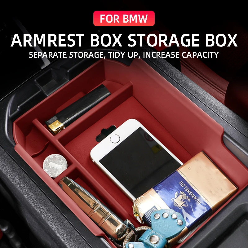 

For BMW 1 3 5 7series X5 X3 G20 G30 G28 G38 F10 F11 G01 G11 LHD Central Console Armrest Storage Box Organizer Auto Accessories