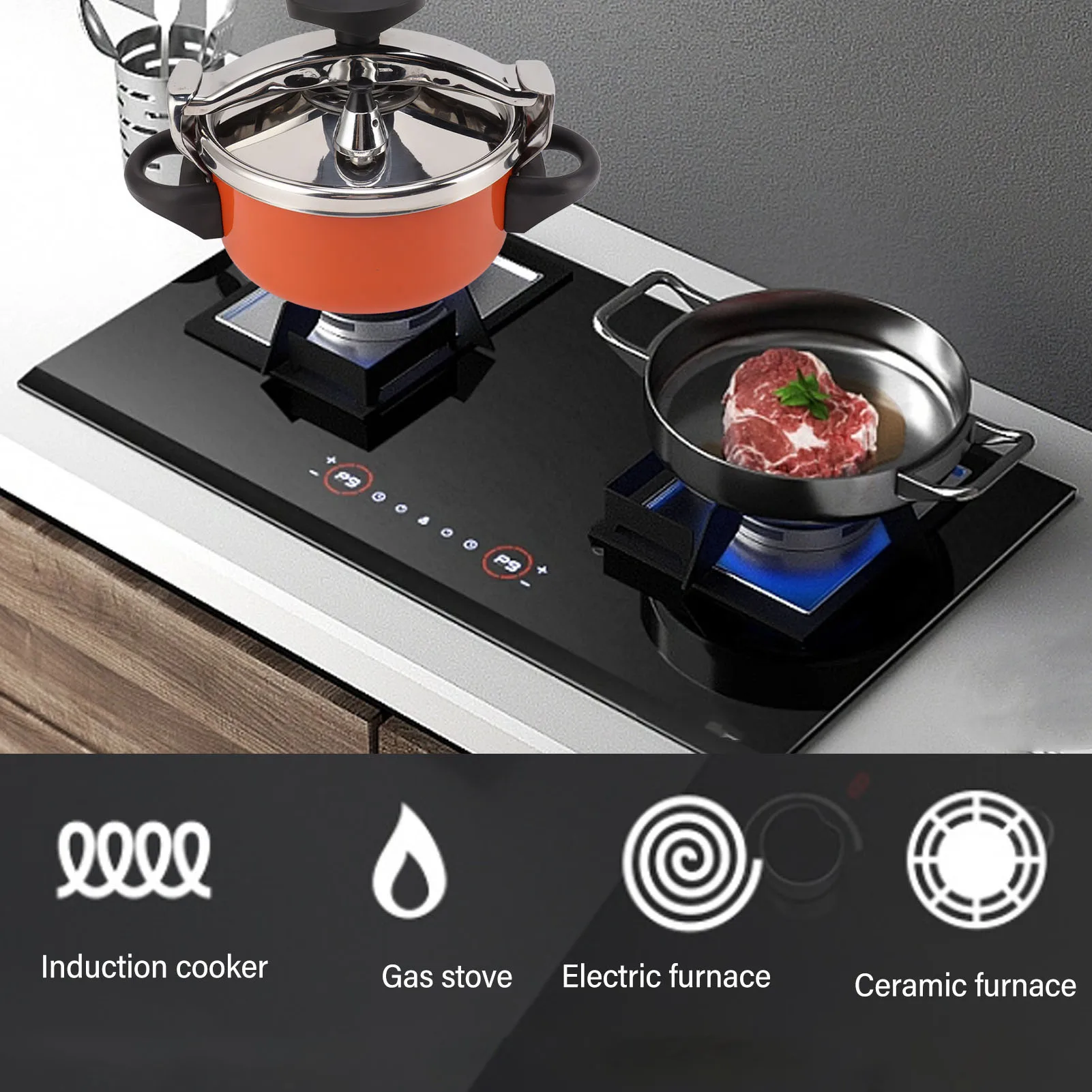 2L Pressure Cooker Stainless Steel Canner Double Bottom Pressure Cooker for Gas Stoves Induction Stoves 4