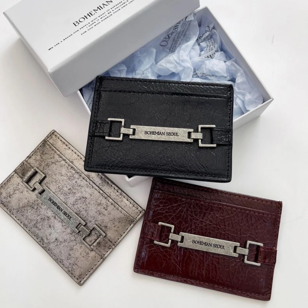 Lux Genuine Leather Korea Bohemian Seoul Wallet Card Wallet Women Men Luxury Card Holder Accessory leather wallet