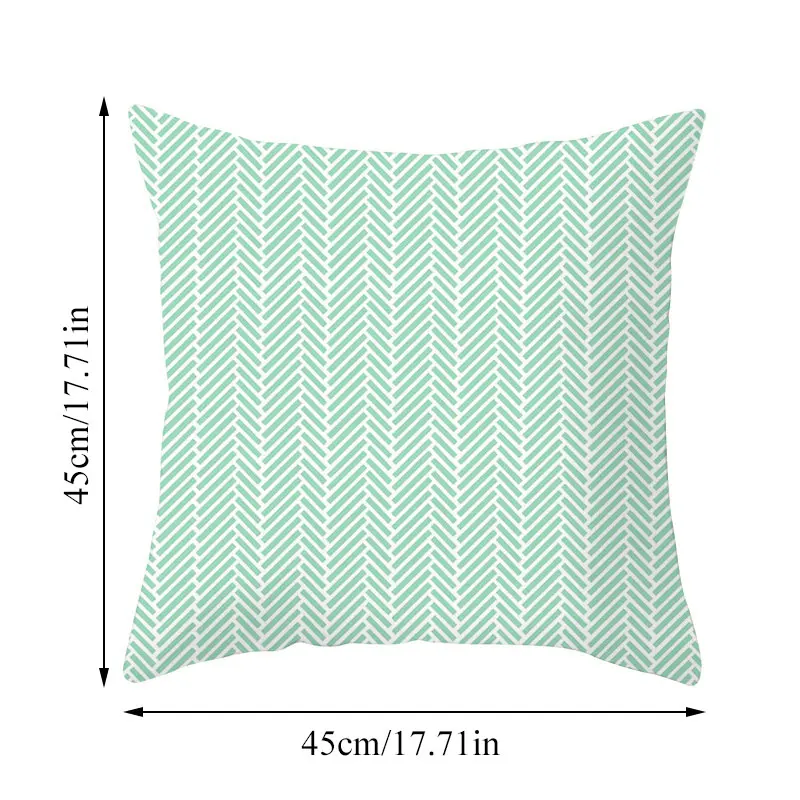 Simple Mint Green Pillow Cover Geometric Print Cushion Covers Sofa Car Cushion Cover 45x45cm Decorative Throw Pillowscase