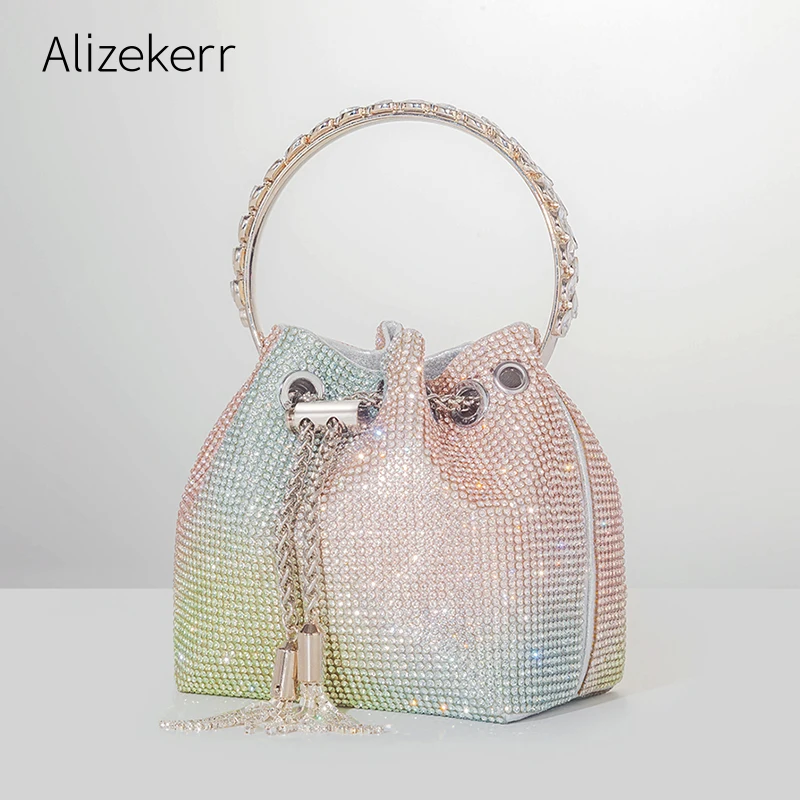 Femmes Strass Brillant Robe De Soiree Femmes Cristal Diamant Robe De Soiree Bal Mariage Tote Bag