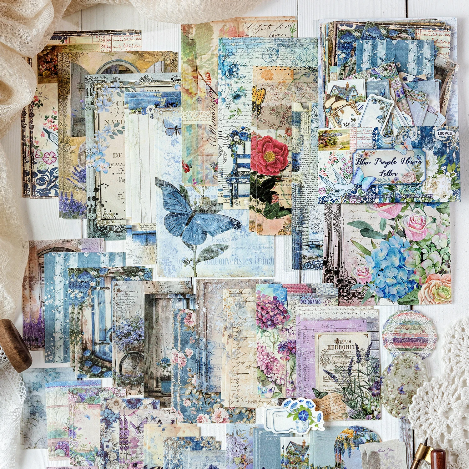 Deco Scrapbook Collage Background Paper Pack - 100pcs Creative DIY Craft Paper