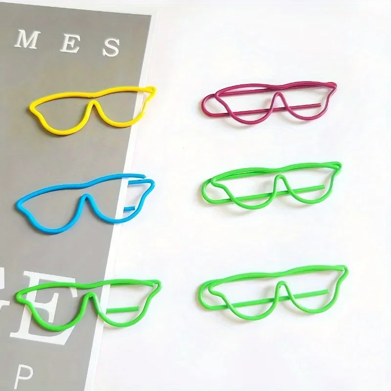 60pcs Mixed Color Glasses Shaped Paper Clips Cute Shape Bookmark Clips Metal Paper Files Holder Creative Office School Supply paper clips mini bookmark