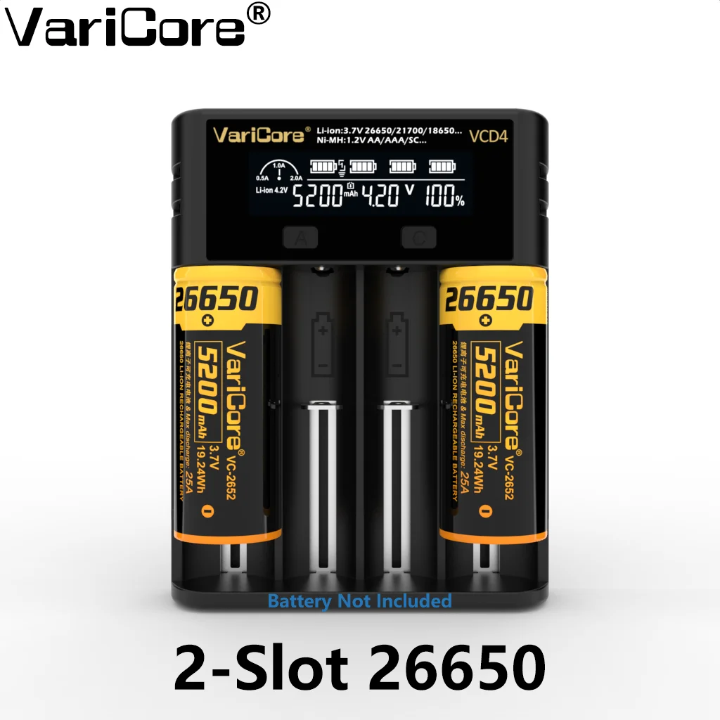 Battery Charger Varicore 18650 VCD4 for NiMH Li-ion 3.7V 1.2V 26650 26700 14500 26700 18350 21700 AA AAA