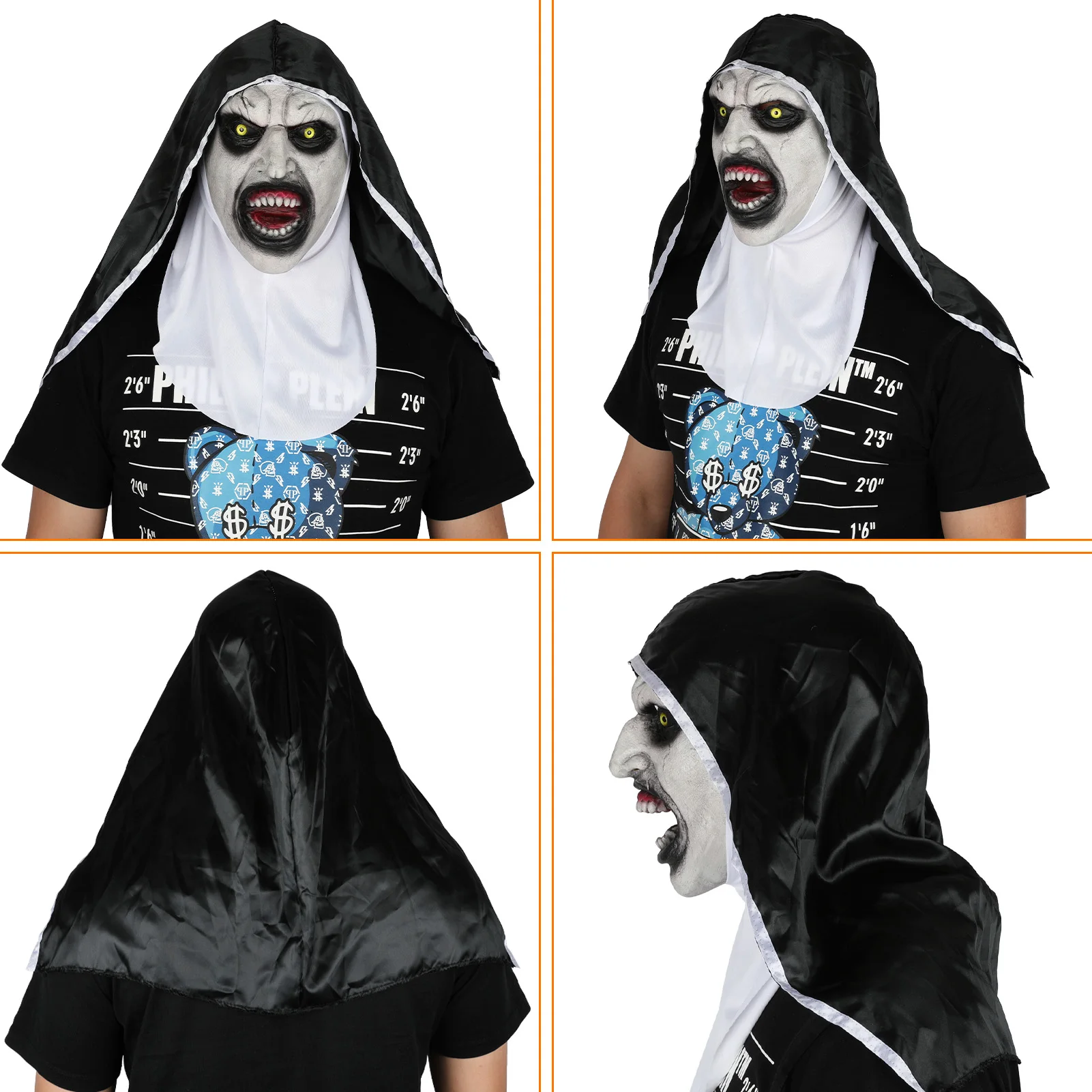 Ghost Nun Mask Cosplay Horror Movie The Conjuring Latex Full Face Helmet Halloween Masquerade Party Scary Headwear Prop