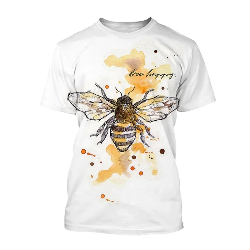 

2024 Insect Bee Honey 3d Printed T-shirt Men's and Women's Street Casual Short-sleeved Summer O-collar Top Children's Clothing