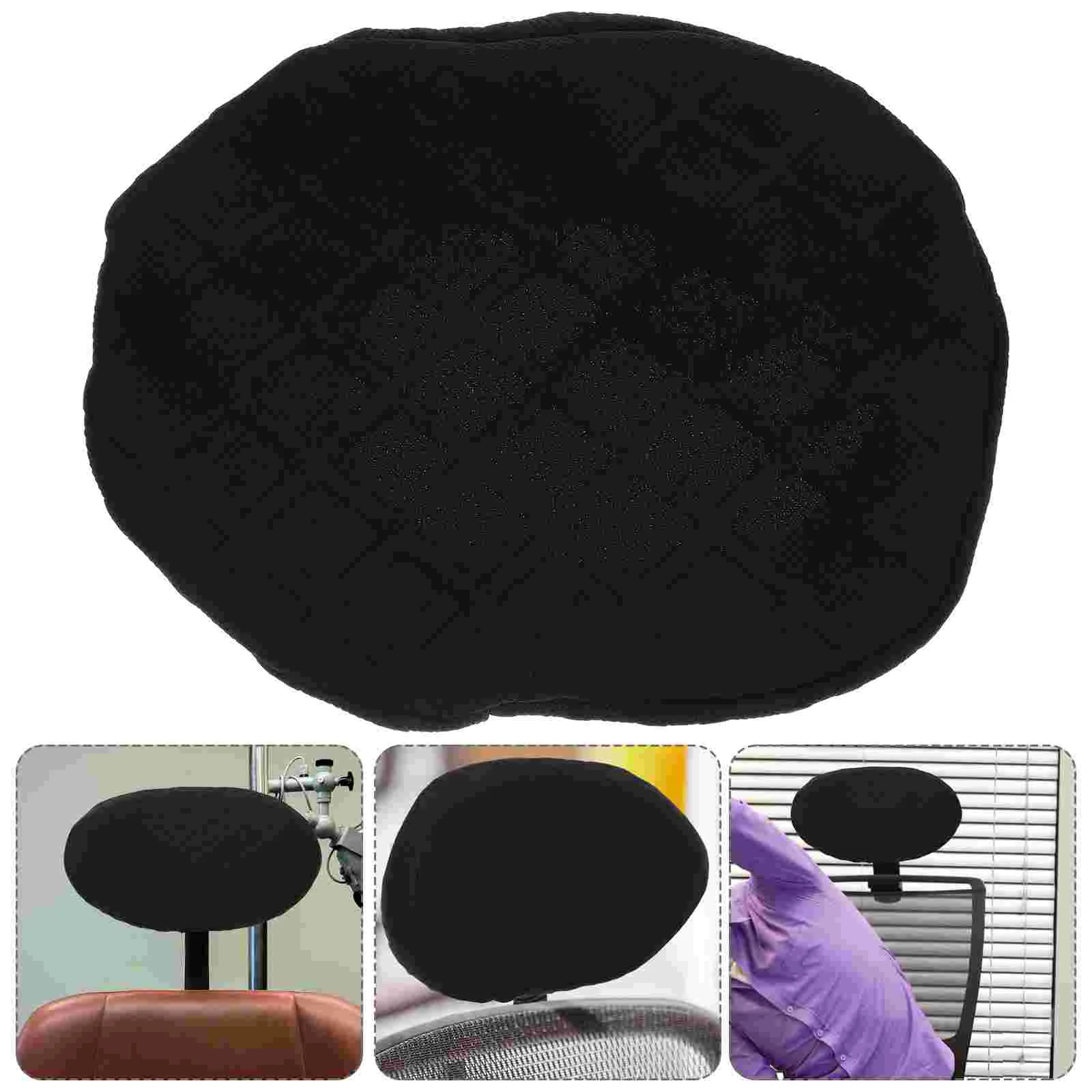 Office Chair Headrest Cover Polyester Cushion Sleeve Black Thick Fabric Elastic Band Anti Dust Stain Home Computer Chairs