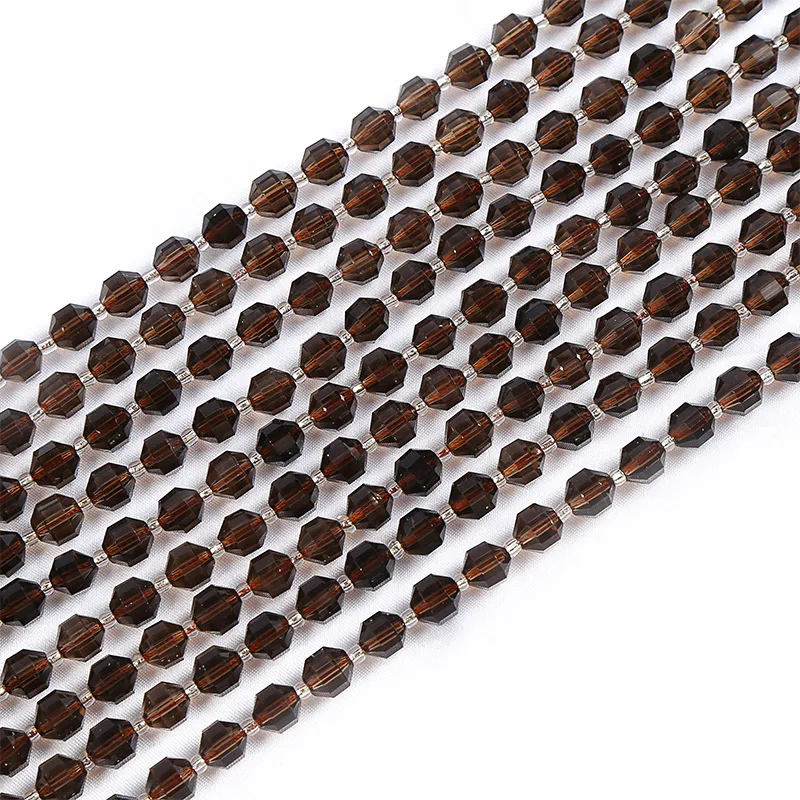 Natural Faceted Smoky Quartz Crystal Stone Spacer Beads Loose Beads For Jewelry Making Diy Handmade Bracelet Accessories