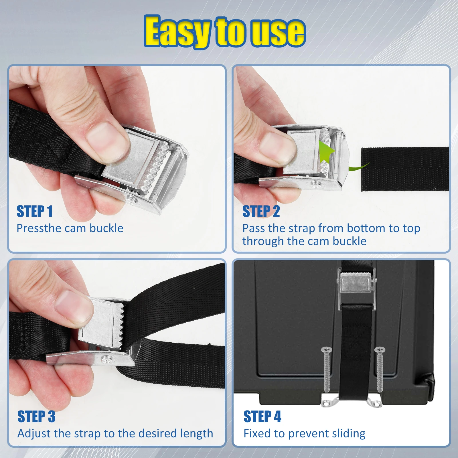 Battery Tie Down Strap Kit Nylon Portable Travel Cargo Tie Down Luggage Lash Belt Strap With Cam Buckle Outdoor Camping Tools