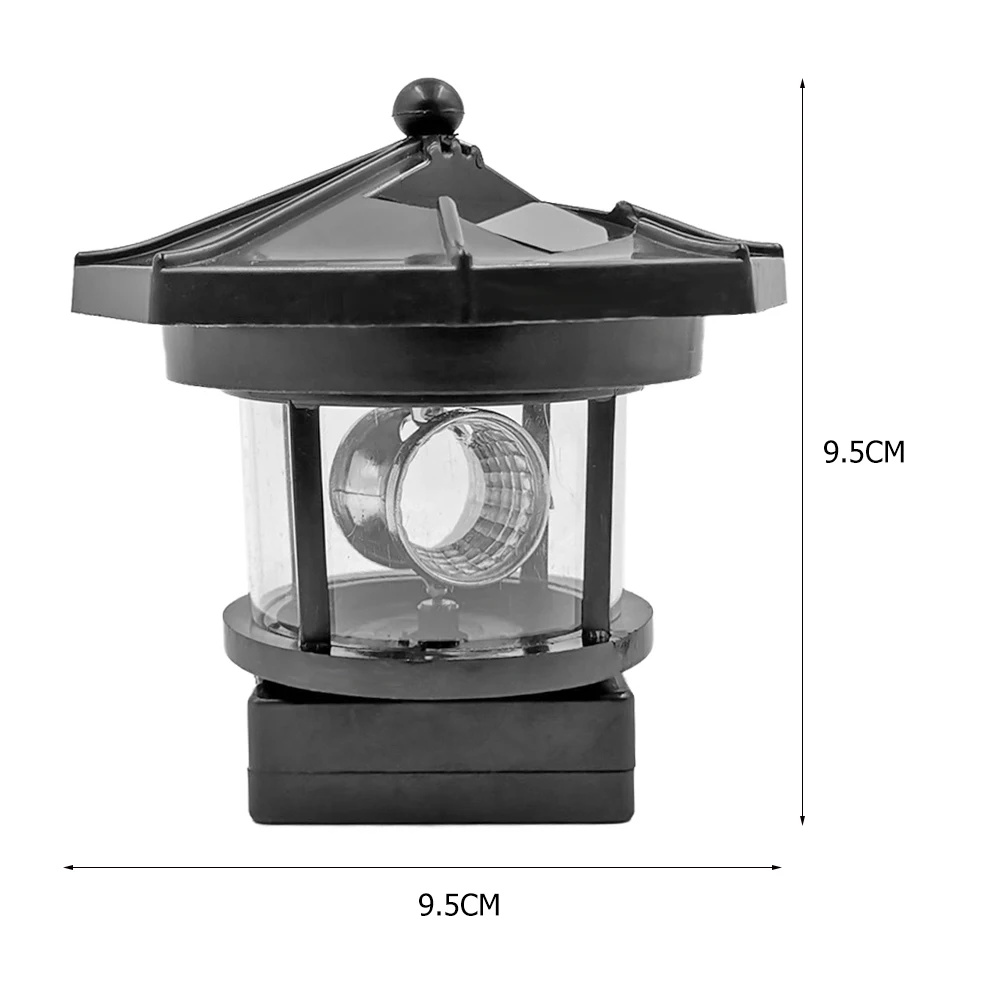 Lighthouse Solar LED Light Practical Durable Multi-functional Classic Fence Decor Smart Sensor Beacon Rotating Beam Lamp