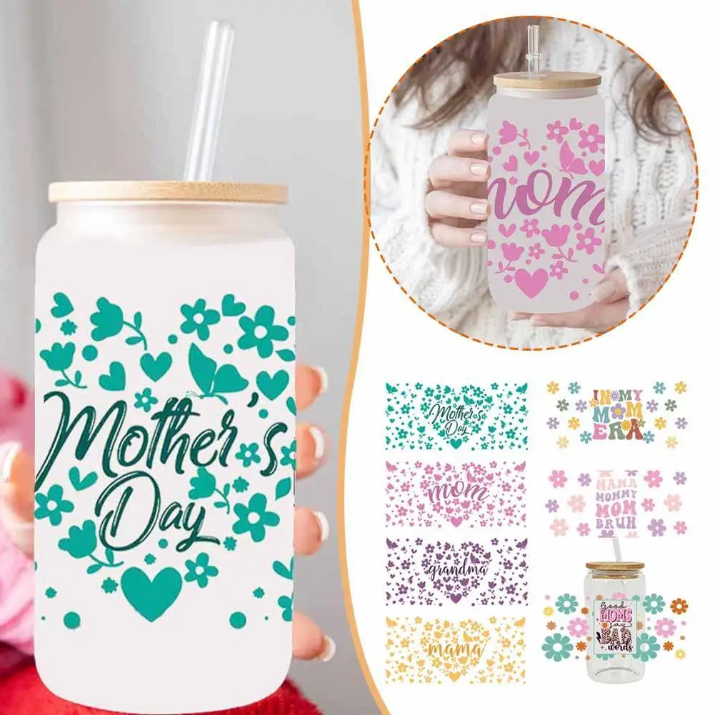 

MOM MAMA Mather's Day Sticker UV DTF Cup Wrap Iron On Transfer For Glass Can Wraps 16oz D12242