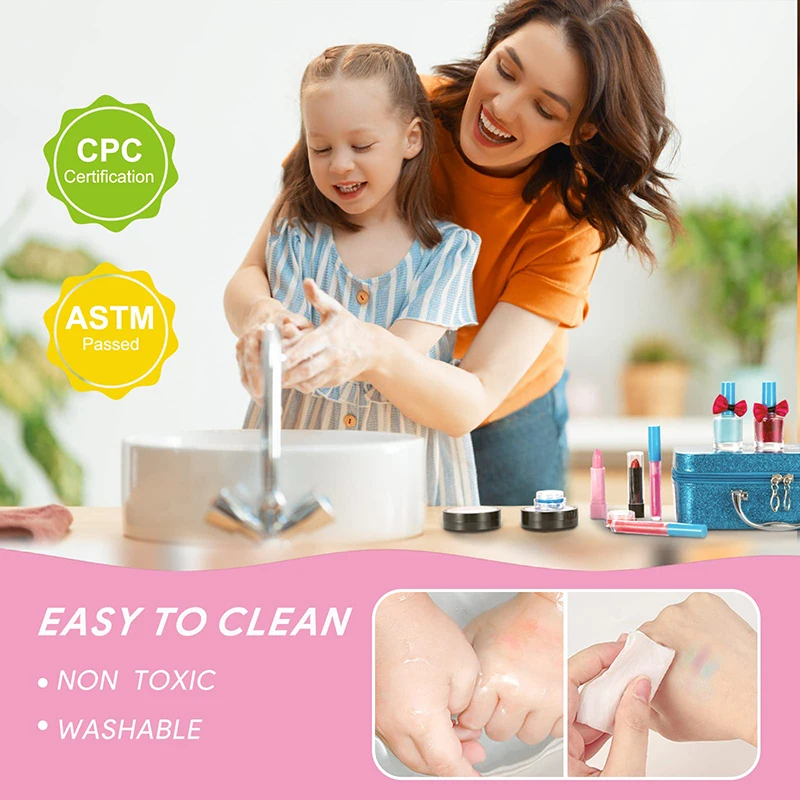 Kids Makeup Kit for Girl Real Washable Makeup Set Toys Little Girls Pretend Play for Toddler Kid Children Princess Birthday Gift