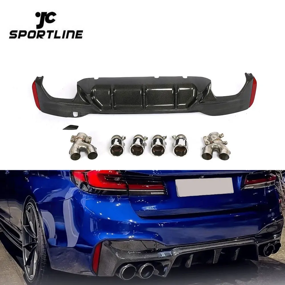 

G30 M TECH Bumper Carbon Fibre Rear Diffuser with Tail Pipes for BMWs G31 G38 520i 530i 540i M Sport 17-19