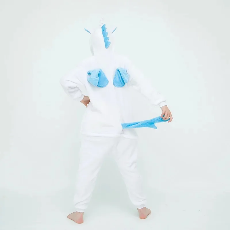 Мультфільм Універсальний одяг для сну Тварини Костюм для виступу Осінь Зима Динозавр Унісекс Фланель Парний домашній одяг Жіночий стиль