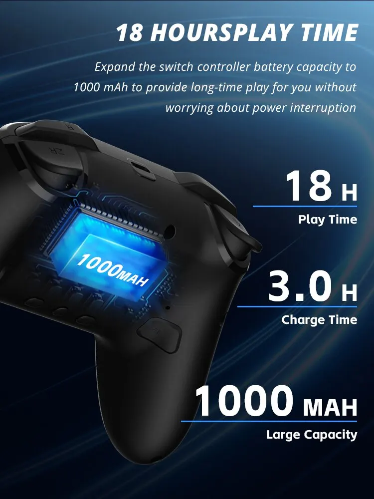 Controlador sem fio data frog para nintendo switch oped/lite console pro gamepad com bateria de 1000mah função turbo programável