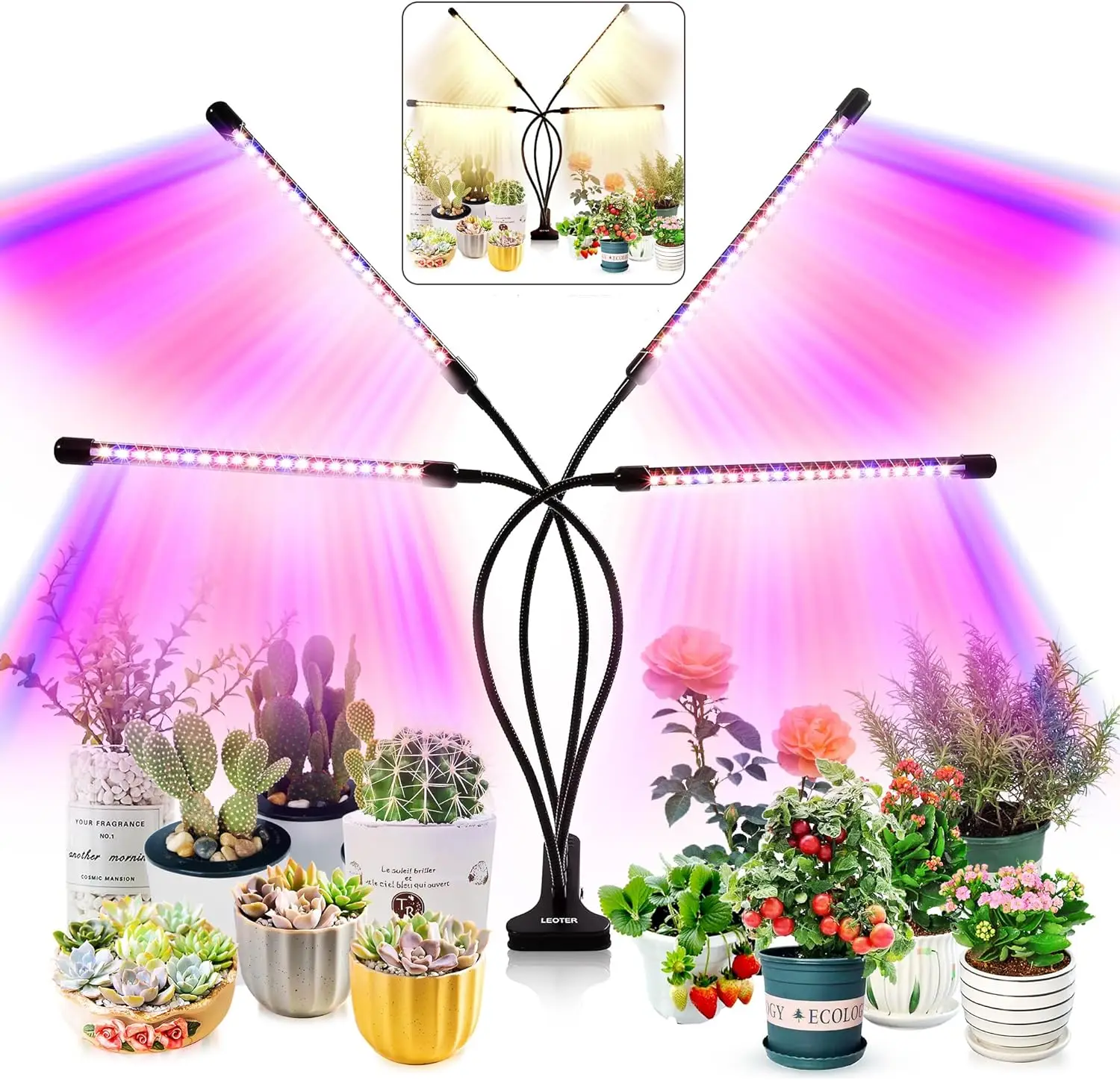 

Фотолампы для выращивания растений в помещении-обновленная версия 80 фотоламп полного спектра и красного синего спектра, таймер 3/9/12 часов,