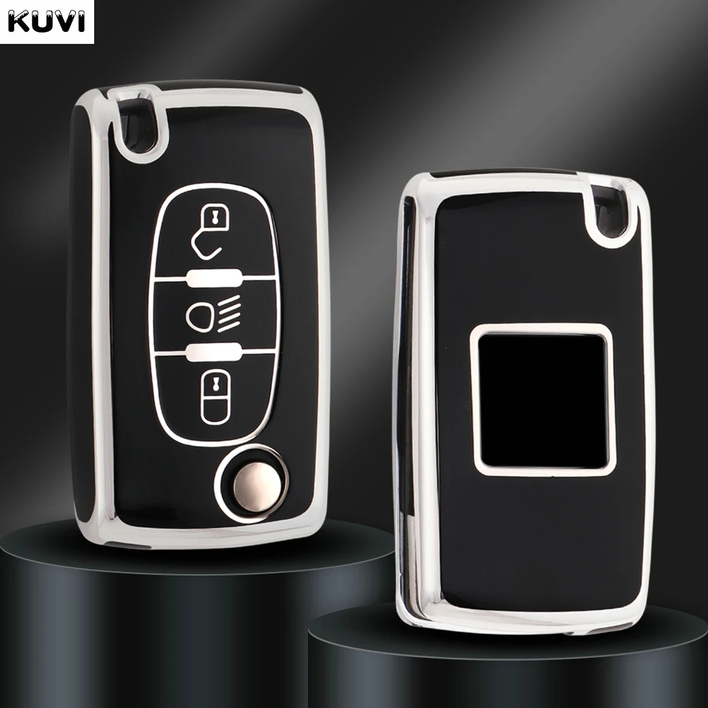 Key Case TPU Flip Remote Car For Citroen C2 C3 C4 C5 C6 Xsara Berlingo For Peugeot 207 307 308 407 607 807 Protector Fob
