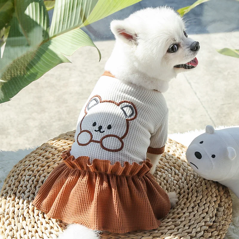 Puppy Spring And Summer Clothes Pet Couple Matching Clothing Dog Dress French Bulldog T-Shirt Cute Costume For Small Medium Dogs