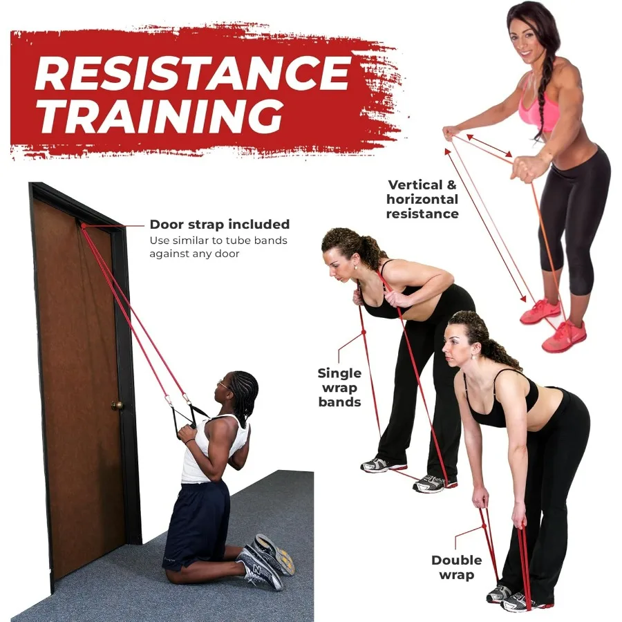 Resistance Bands Workout Kit | Exercise Bands, Door Anchor, Handles, Carry Bag, Straps | Resistance Training, Physical Therapy