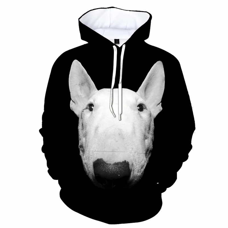 Sudadera con capucha con estampado 3D de bull terrier para hombre, sudadera con capucha de gran tamaño con gráficos de perros y animales, sudadera transpirable de otoño 2023