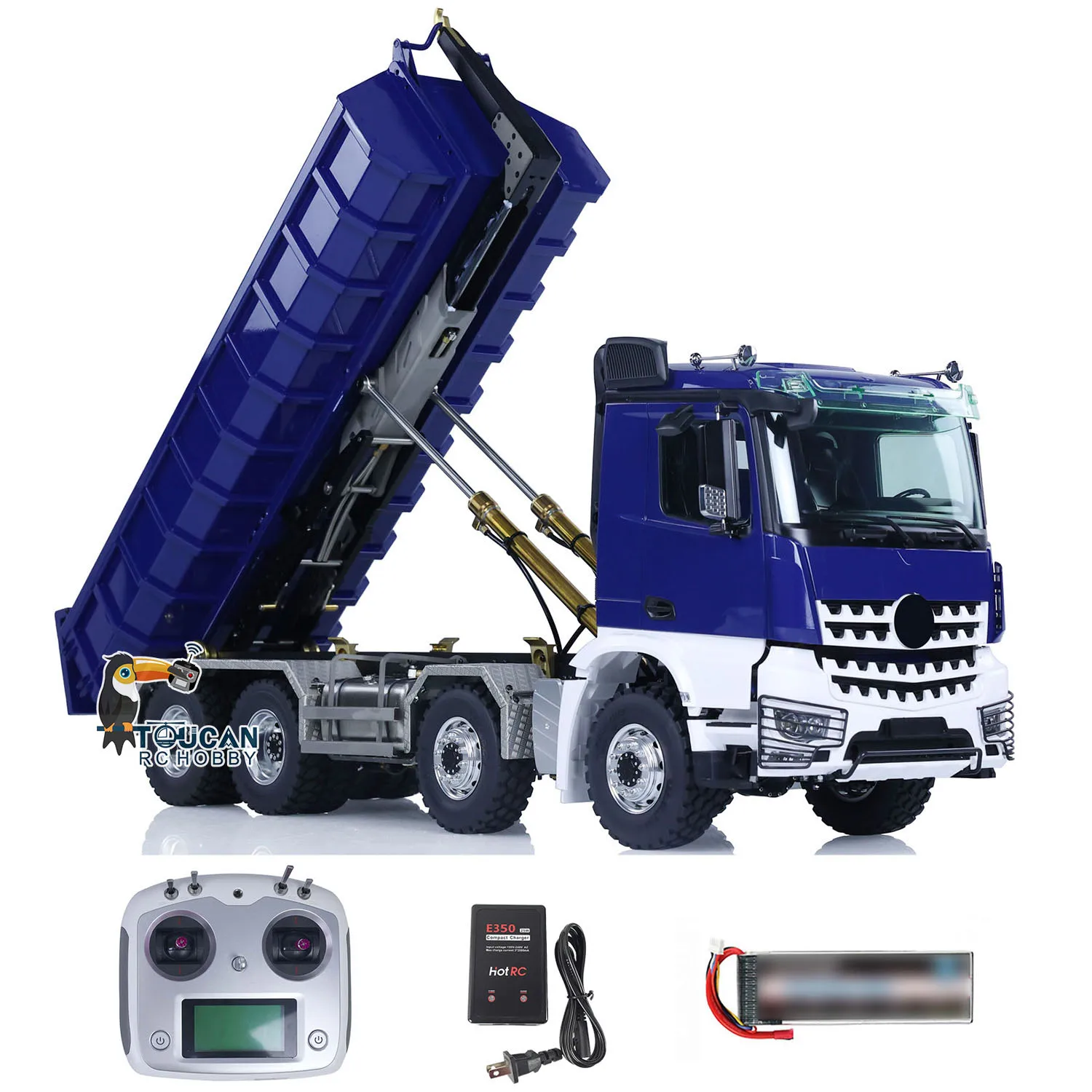 LESU RTR 8x8 RC Hydraulic 1/14 Dump Truck Metal Roll On/Off Full-dump Car Model LED Lights Sounds Toy ToucanHobby THZH1708 2