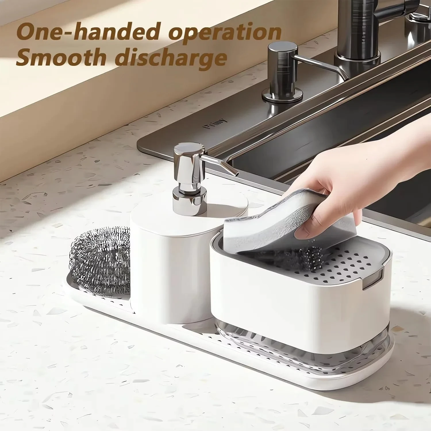4-in-1 Kitchen Soap Dispenser Set with Dish Soap Holder Dish and Hand Soap Dispenser Kitchen Storage Organizer Kitchen dispenser