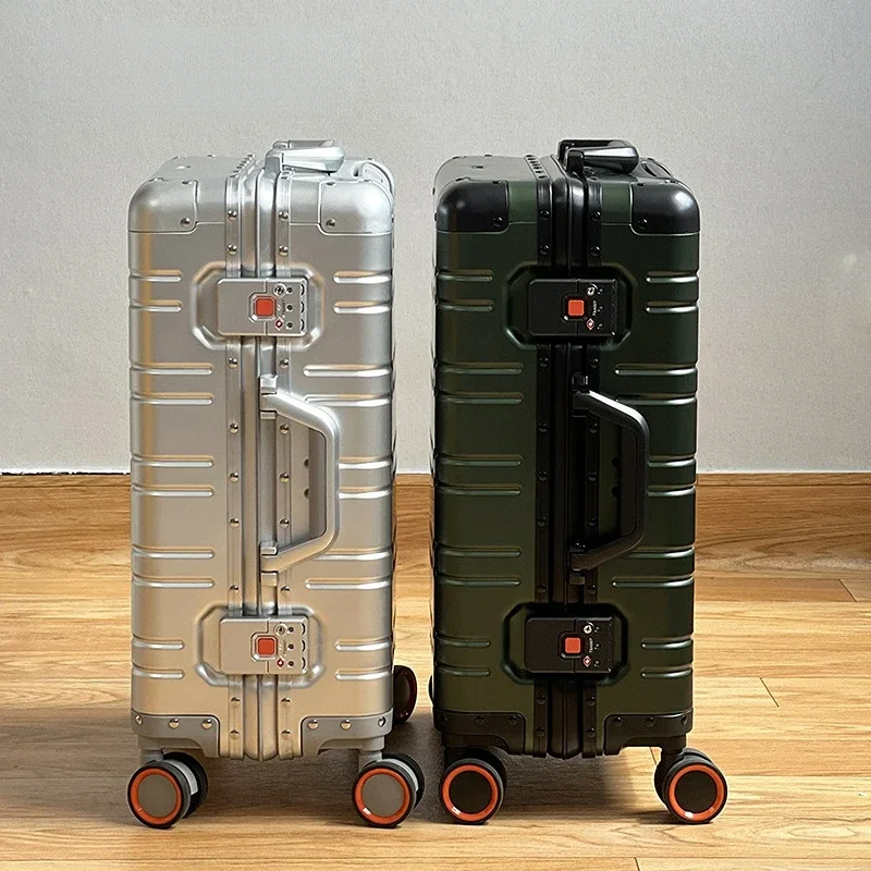 All aluminum-magnesium alloy travel suitcase Men's Business Rolling luggage on wheels trolley luggage Carry-Ons cabin suitcase cabin suitcase aluminum magnesium alloy trolley case universal wheel luggage password 20 inch business travel suitcase