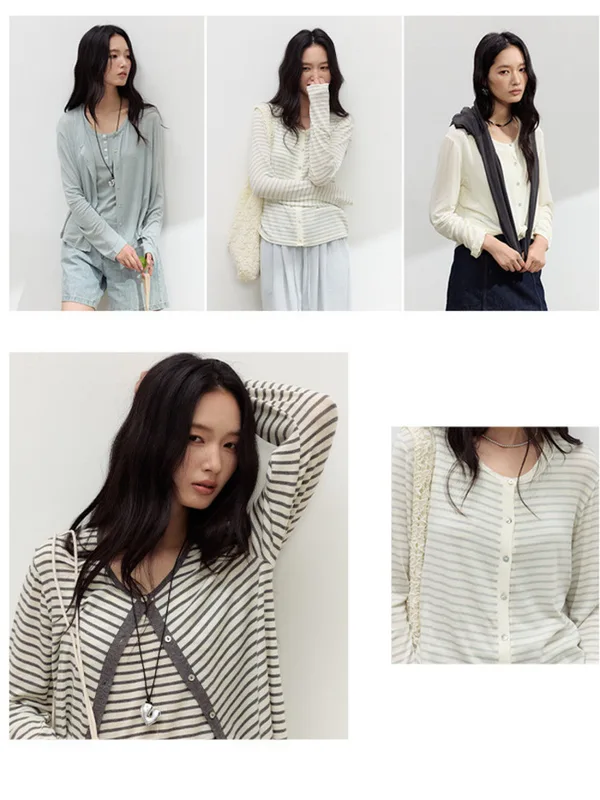 Women' Acetate Linen Cardigan Silk Lyocell Thin Simple