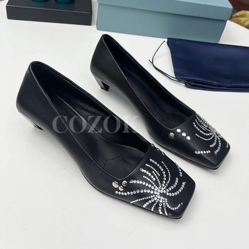 

Summer New Female High Heels Crystal Decor Satin Material Ladies Pumps Shallow Mouth Design Solid Color Upper Single Shoes