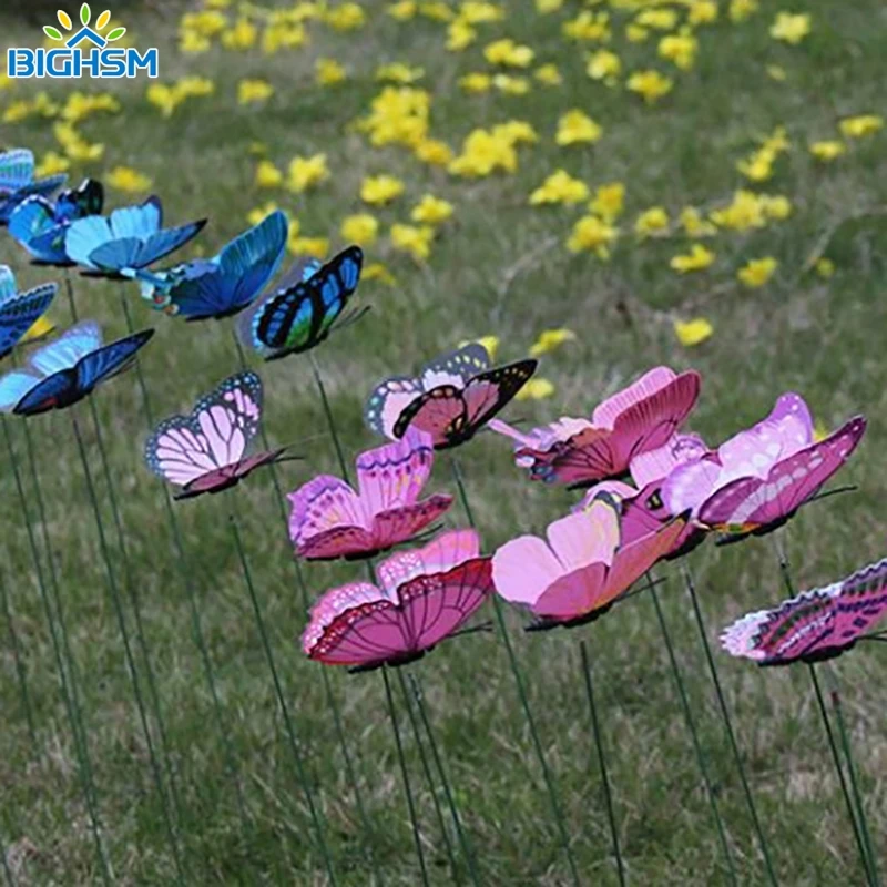 

10 шт. 3D моделирующая палочка-бабочка для улицы, садовый красочный цветочный горшок-бабочка, Декор украшение для двора, товары для садоводства