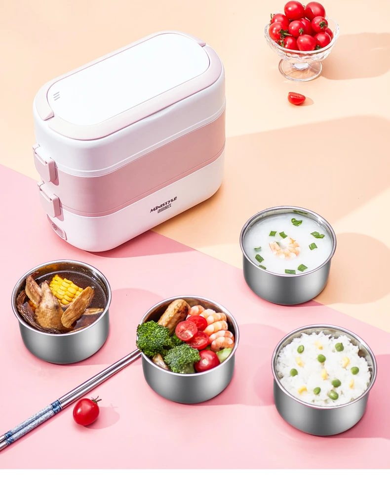 Lecone Electric Lunch Box, 2 Layers Portable Heated Bento Box with Ric