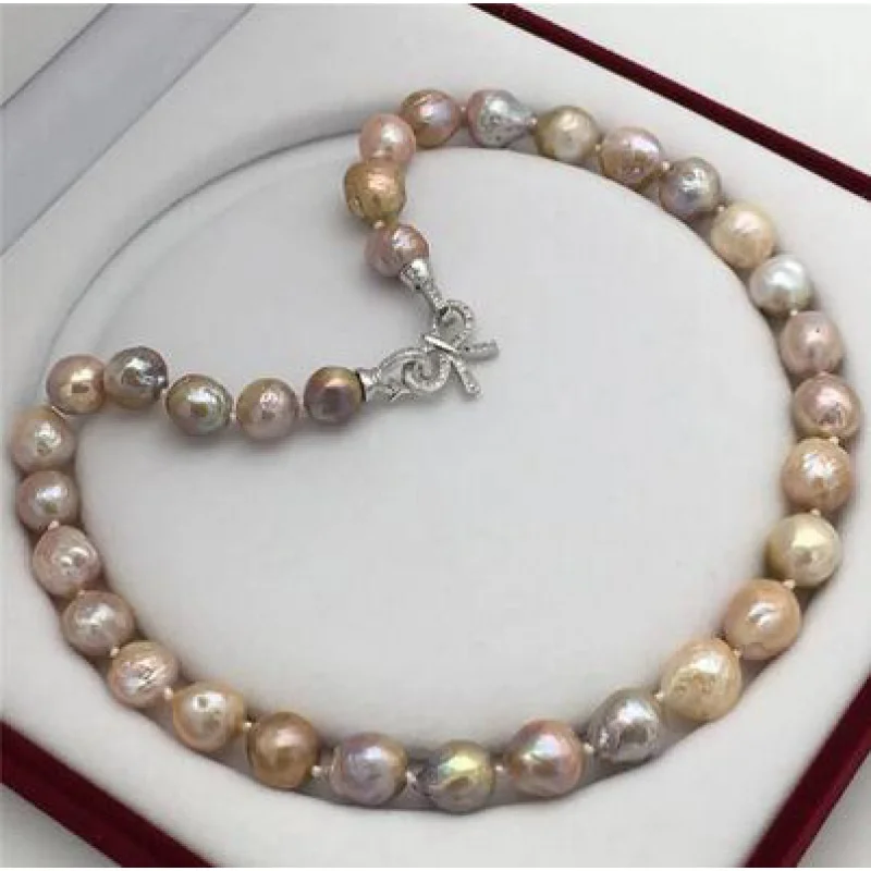 

New AA12-13 mm real natural rainbow of south sea pearl nelace 18" Beautiful butterfly clasp 45cm