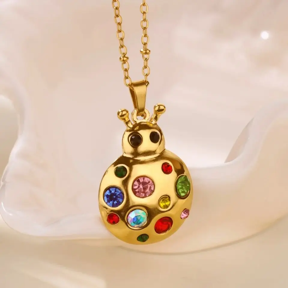 Zircon Ladybug Women Necklace Jewelry